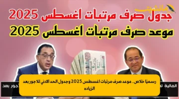 رسميًا خلاص.. موعد صرف مرتبات أغسطس 2025 وجدول الحد الأدنى للأجور بعد الزيادة